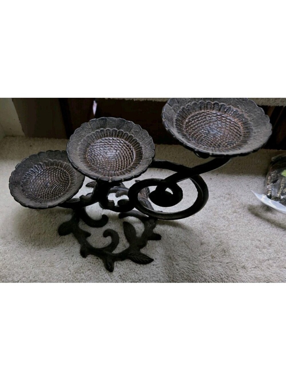 Cast Iron Candle Holder Candelabra Iron Forged Black Rust Vintage Metal 9"TX13"W